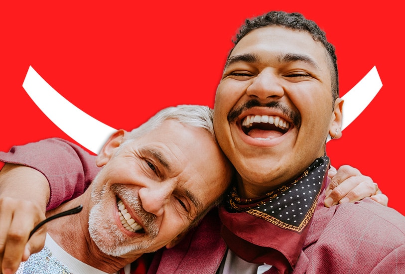 couple having fun and showing off their smiles